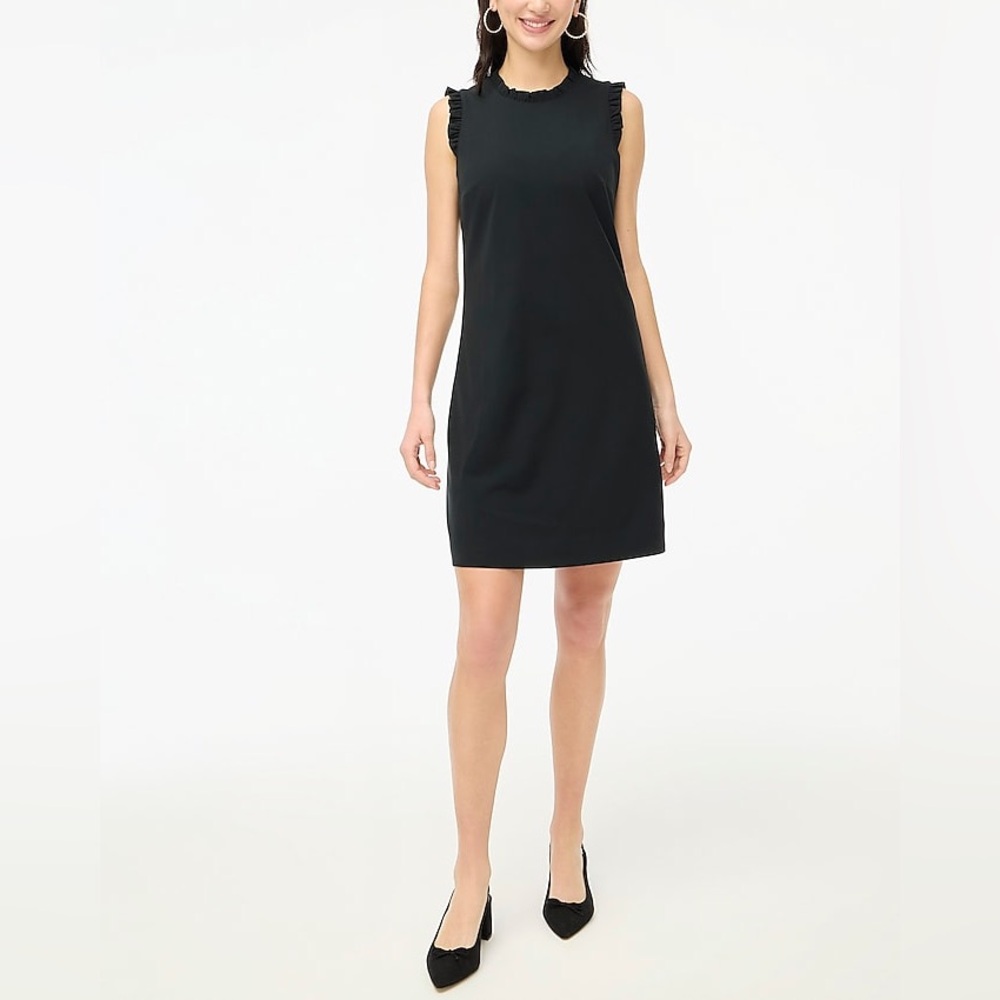 J.Crew Ruffleneck suiting dress in black size 2 NWT